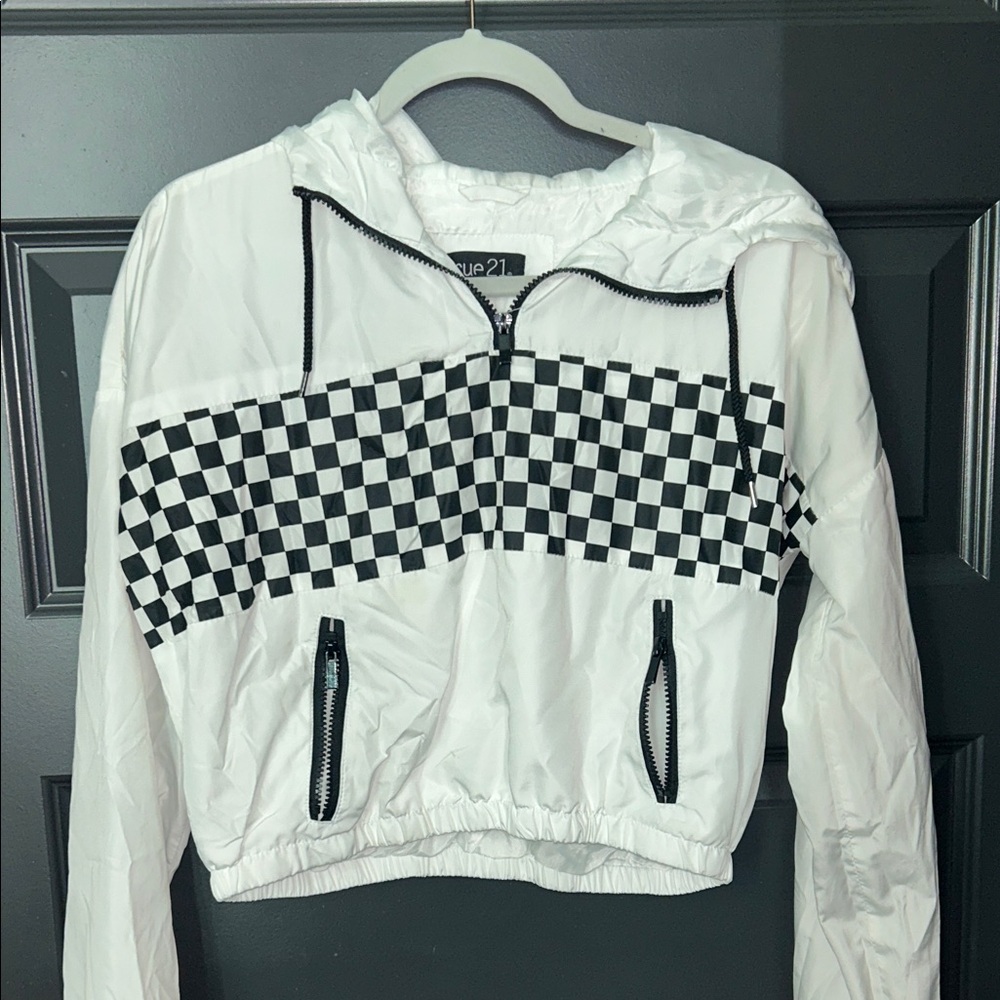 Rue21 Black and White Checkered Bomber Jacket